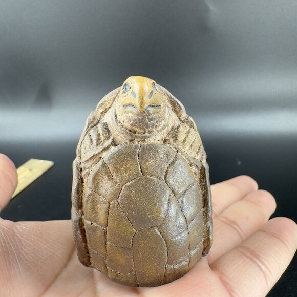 Vintage Whimsical Resin Turtle Figurine Brown Textured Figure Anthropomorphic - Picture 3 of 12